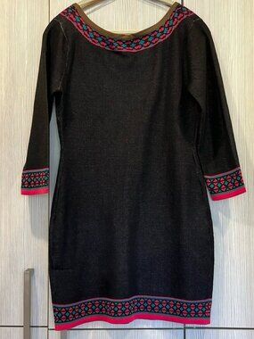Flying Tomato Knit Mandala Dress in Black, Blue & Pink – Size Medium